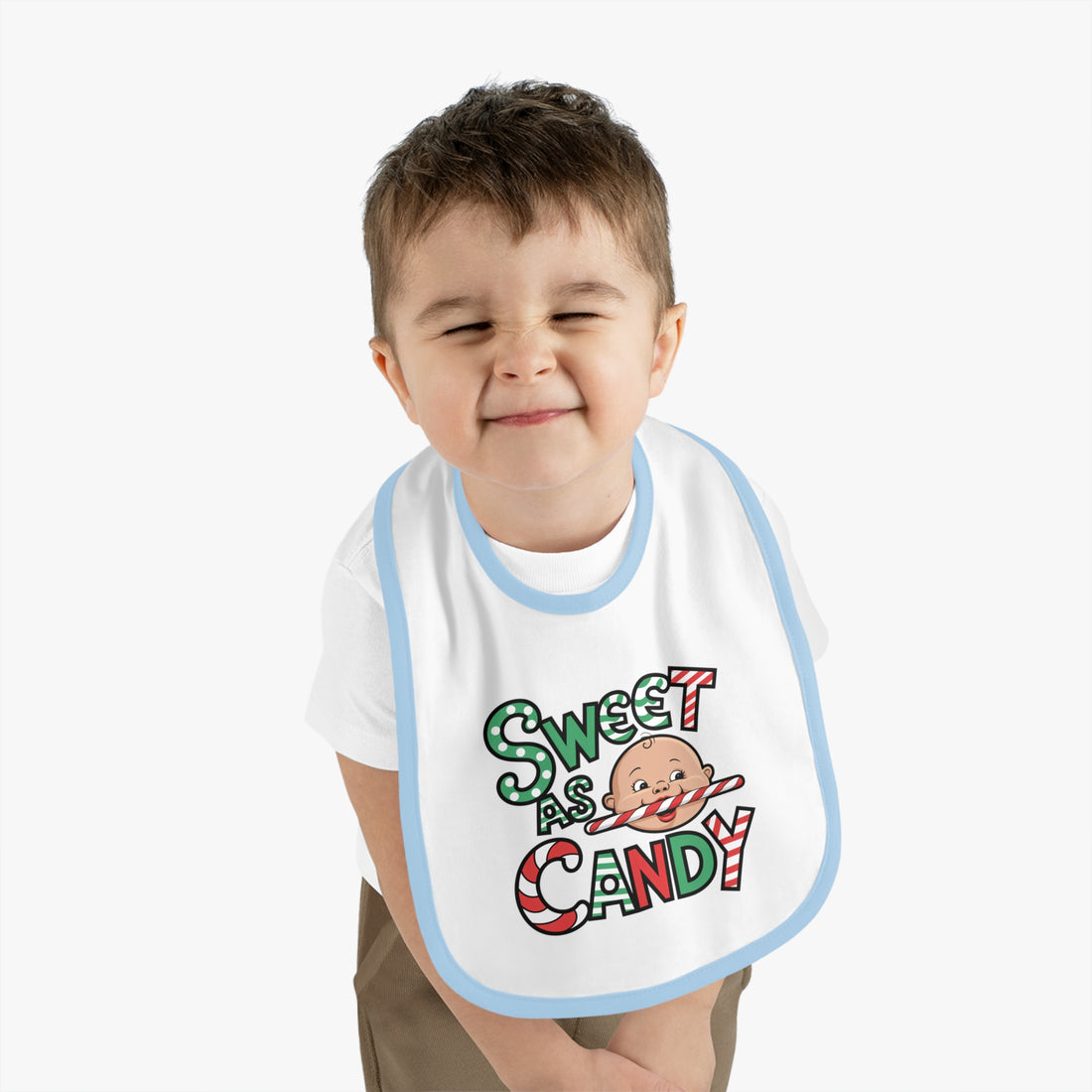 "Sweet as candy" Baby Contrast Trim Jersey Bib