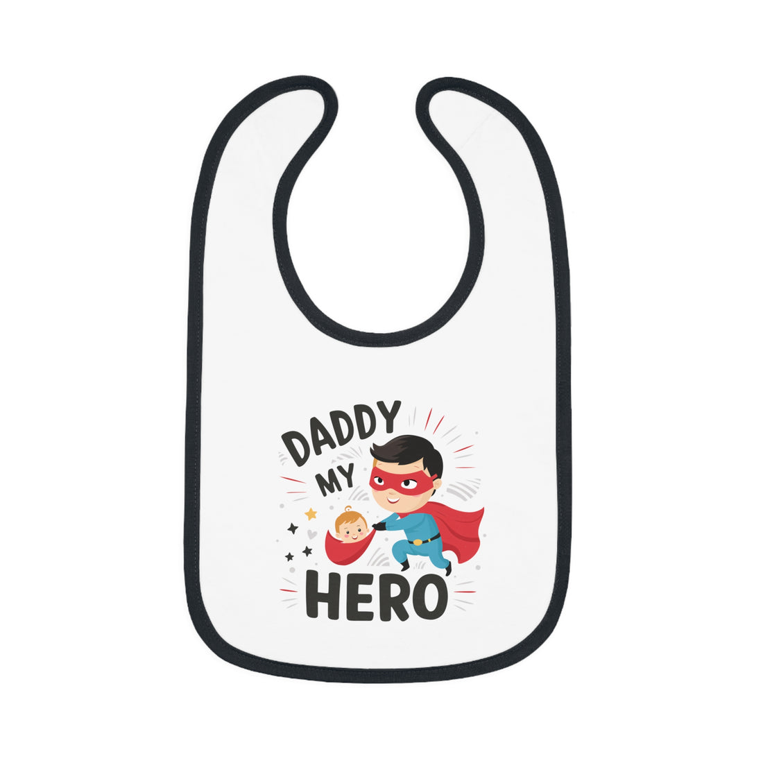 "Daddy is my hero" Baby Contrast Trim Jersey Bib