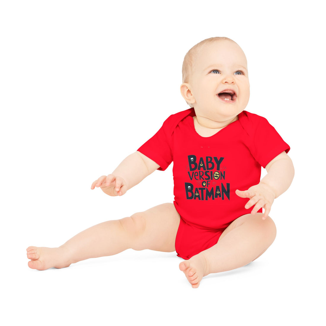 "Baby version of batman" Baby Organic Short Sleeve Bodysuit