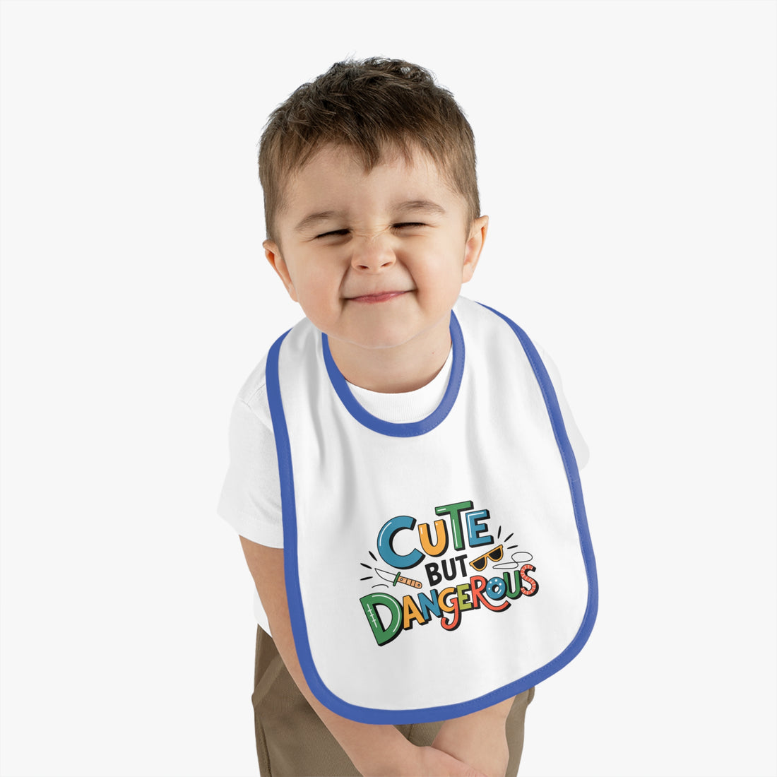 "Cute but dangerous" Baby Contrast Trim Jersey Bib