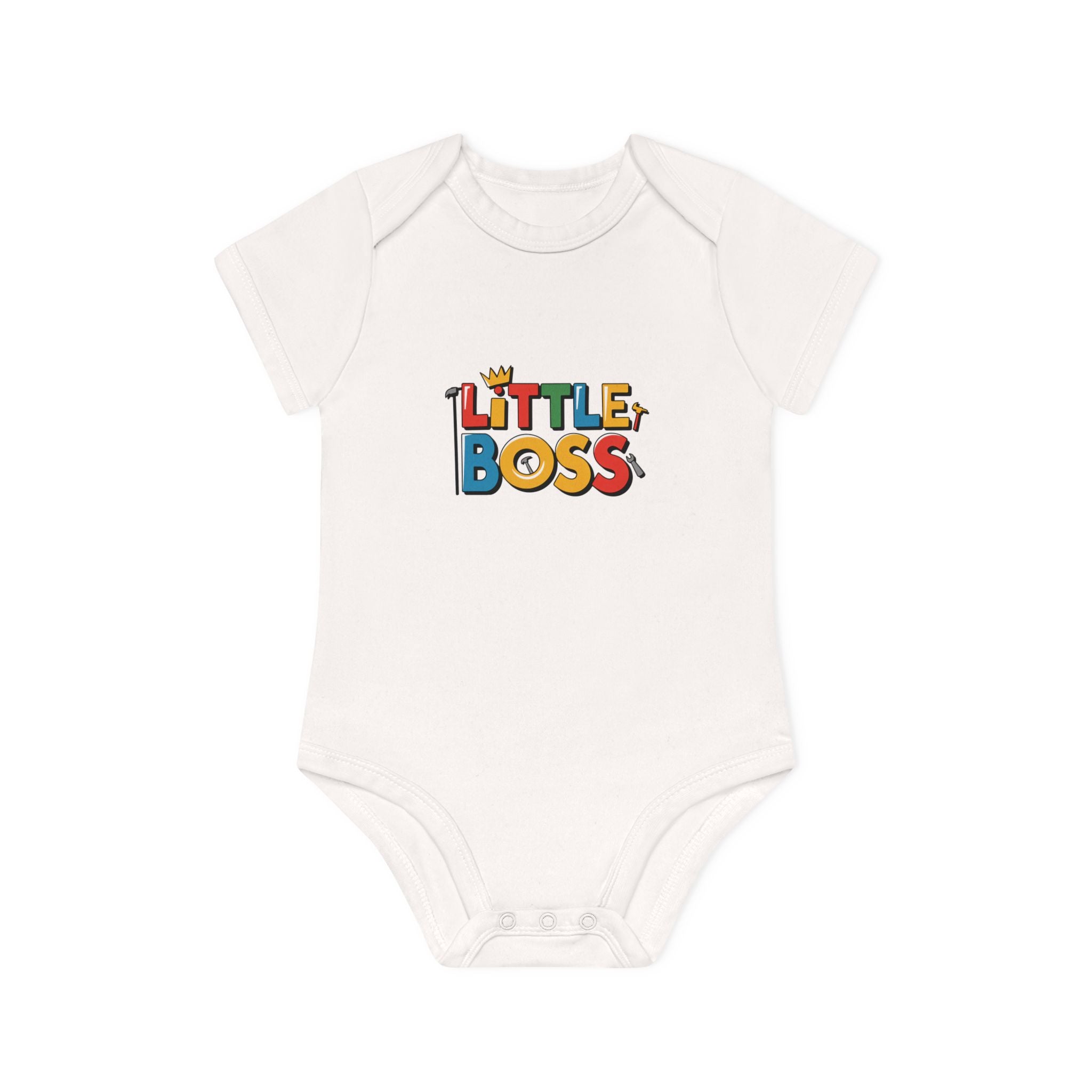 "Little boss" Baby Organic Short Sleeve Bodysuit