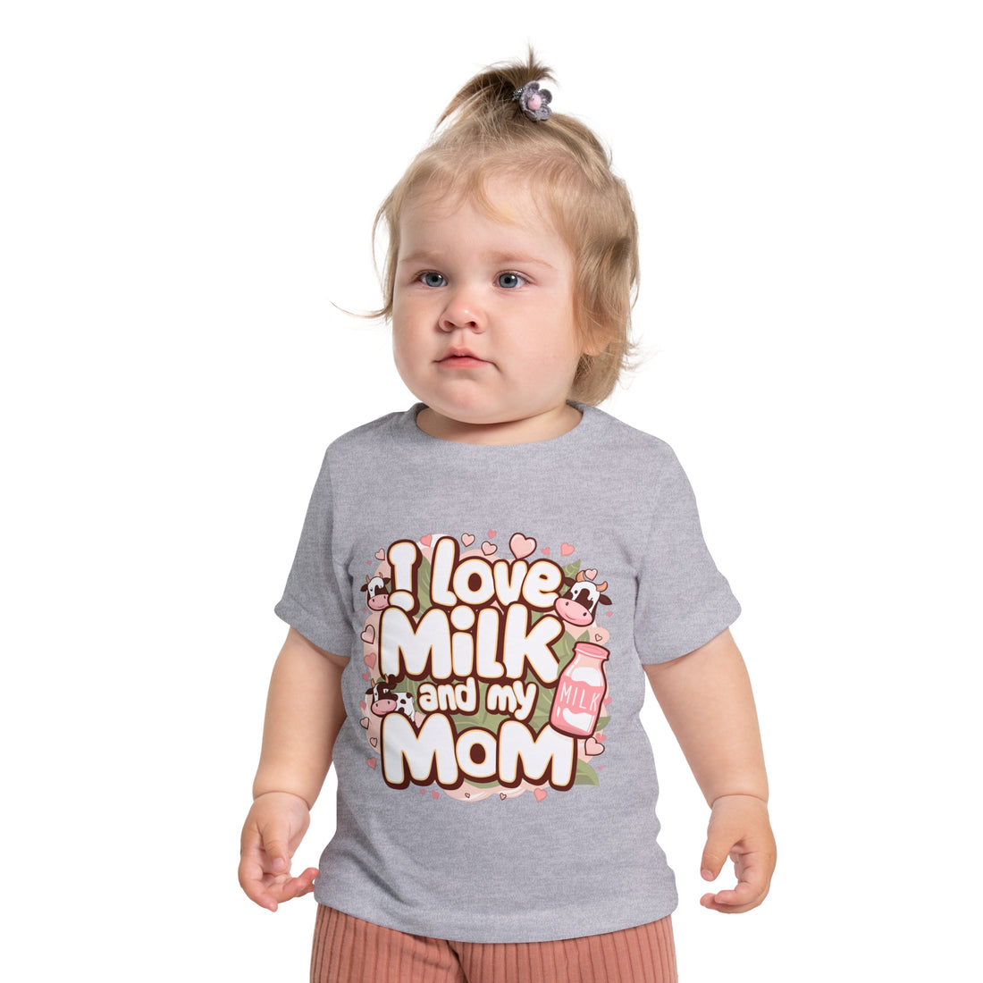 "I love milk and my mom" Baby Short Sleeve T-Shirt