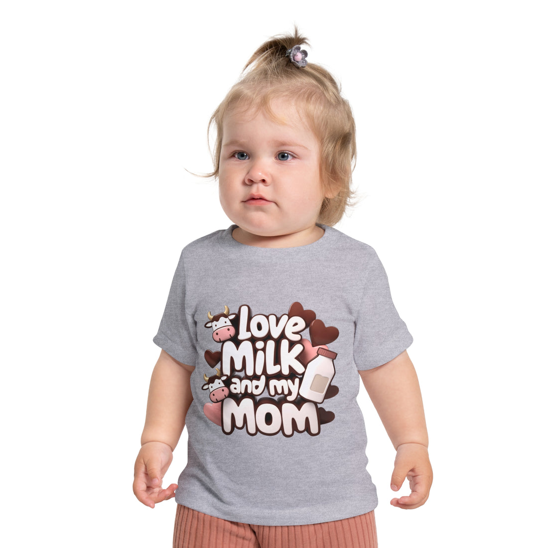 "Love milk and my mom" Baby Short Sleeve T-Shirt