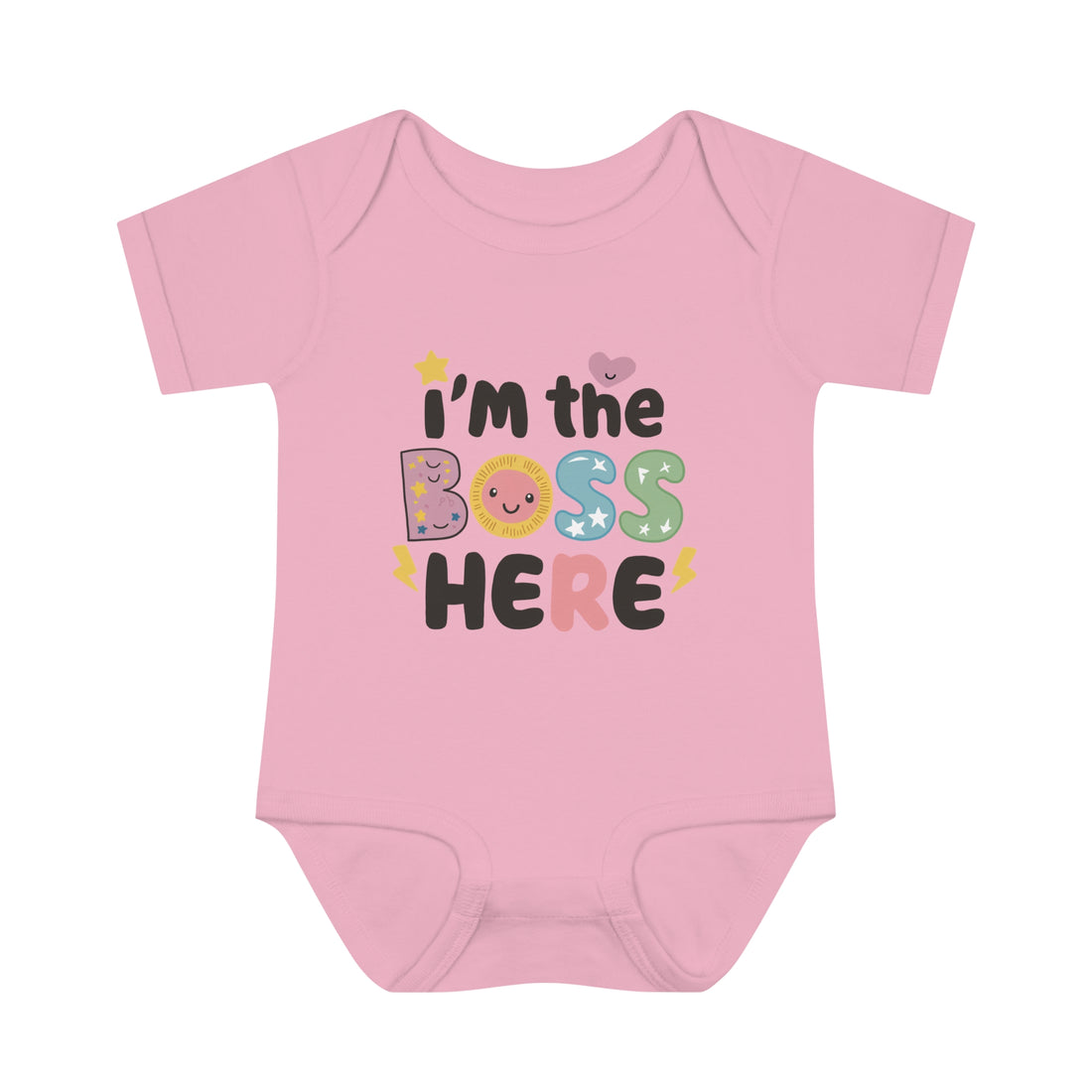 "I'm the boss here" Infant Baby Rib Bodysuit