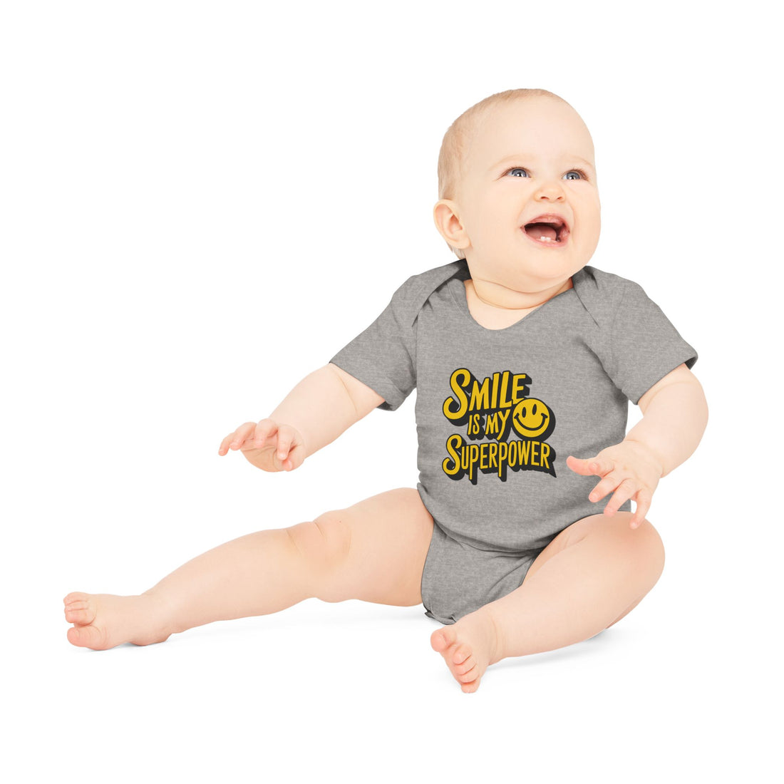 "Smile is my superpower" Baby Organic Short Sleeve Bodysuit