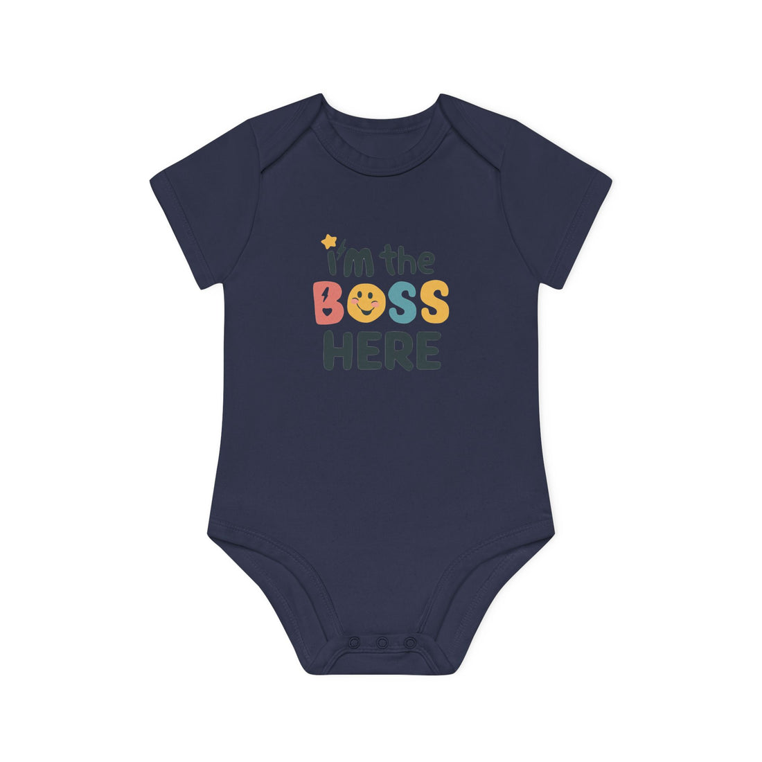 "I'm the boss here" Baby Organic Short Sleeve Bodysuit