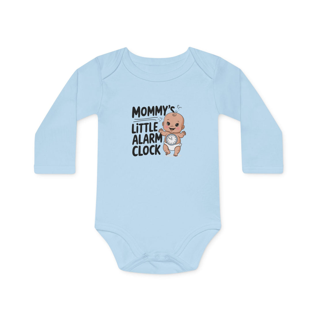 "Mommy's little alarm clock" Baby Long-Sleeve Organic Bodysuit