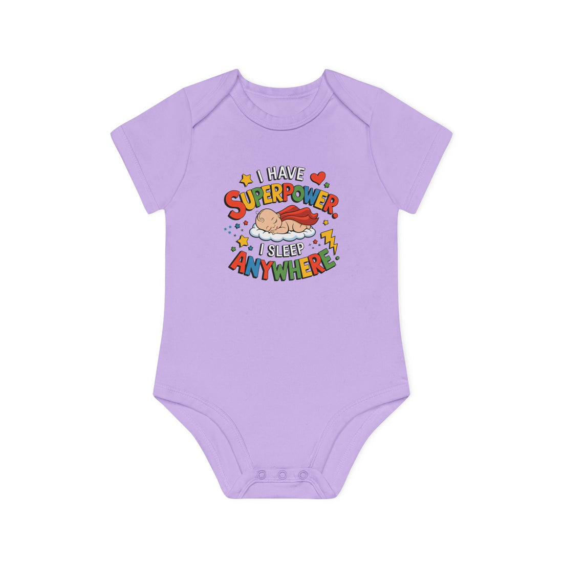 "I have superpower I sleep anywhere" Baby Organic Short Sleeve Bodysuit