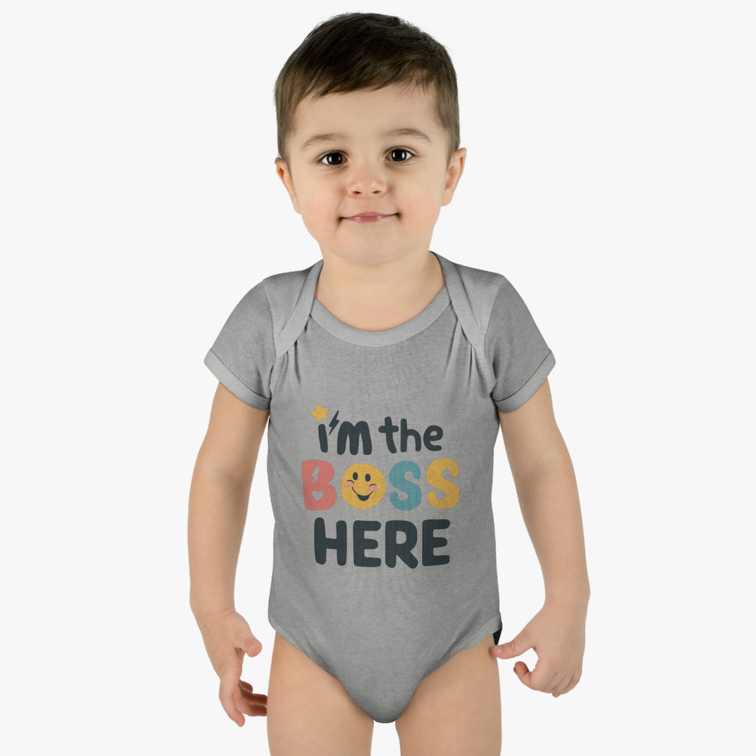 "I'm the boss here" Infant Baby Rib Bodysuit