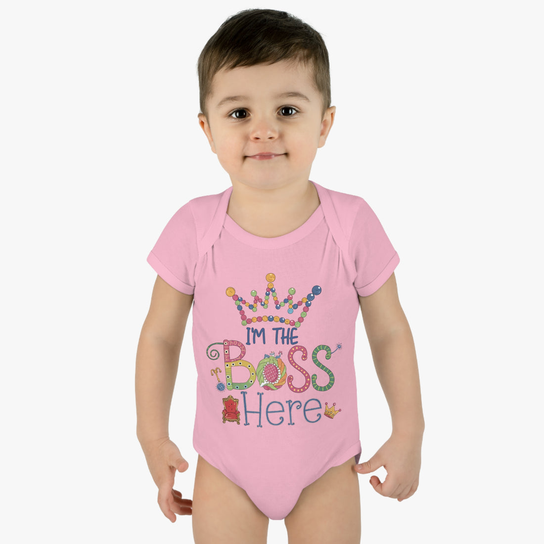 "I'm the boss here" Infant Baby Rib Bodysuit