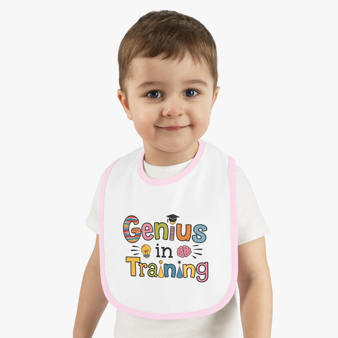 "Genius in training" Baby Contrast Trim Jersey Bib