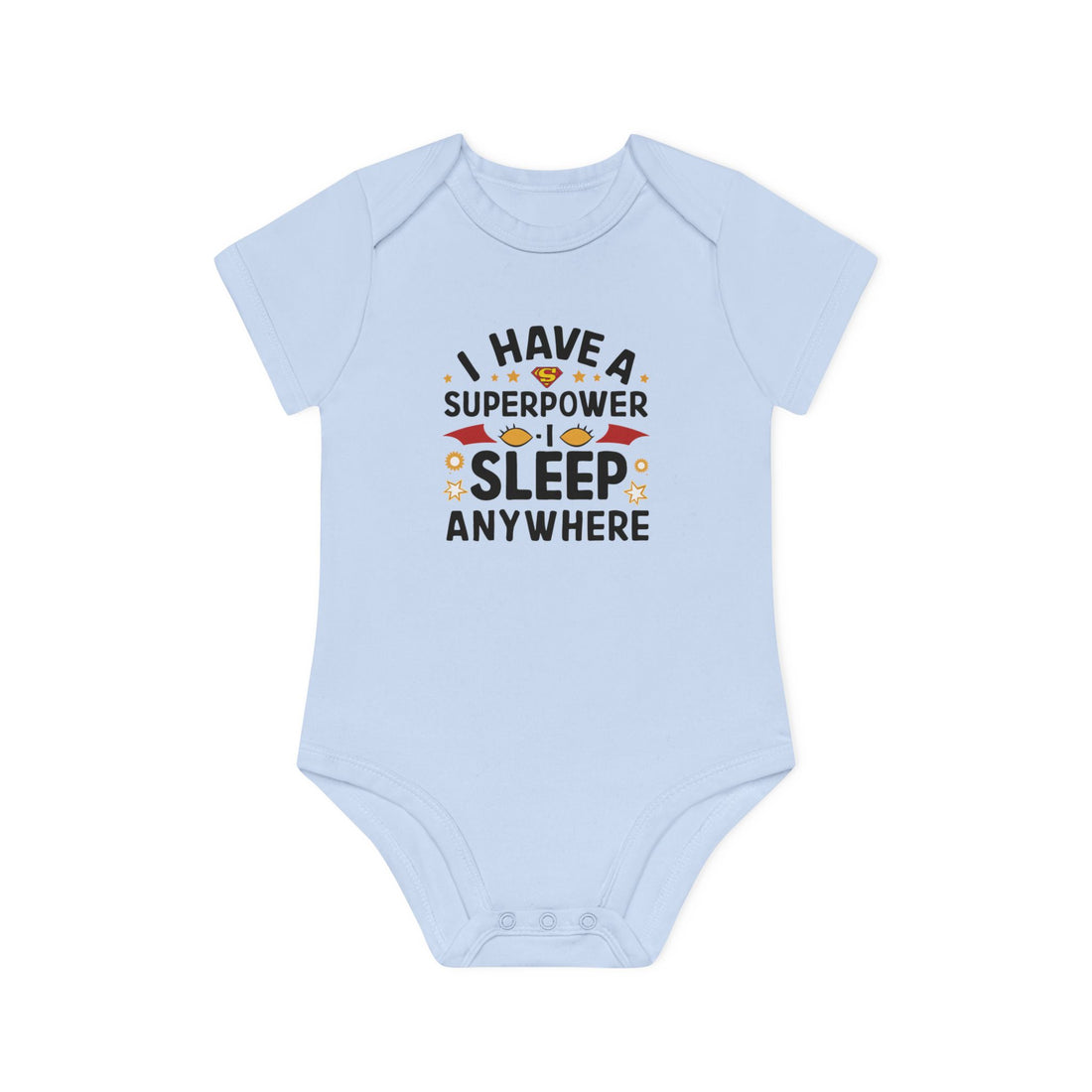 "I have a superpower I sleep anywhere" Baby Organic Short Sleeve Bodysuit