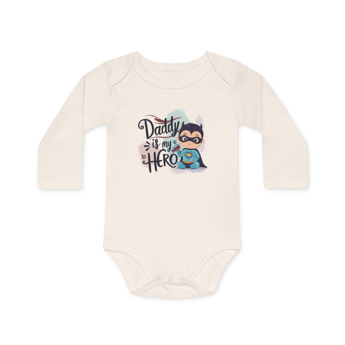 "Daddy is my hero" Baby Long-Sleeve Organic Bodysuit