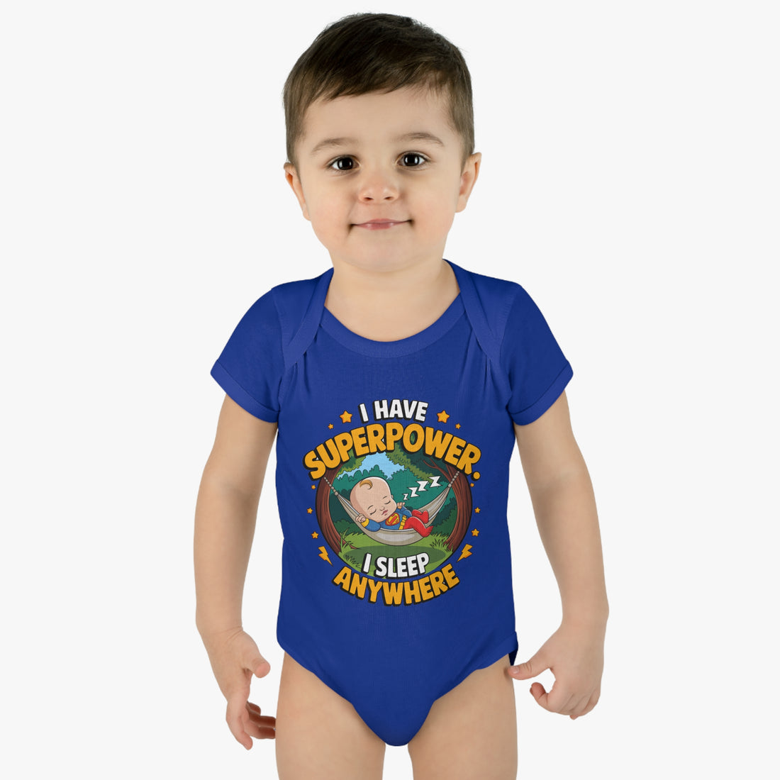 "I have a superpower I sleep anywhere" Infant Baby Rib Bodysuit