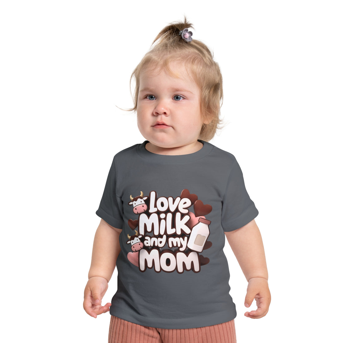 "Love milk and my mom" Baby Short Sleeve T-Shirt