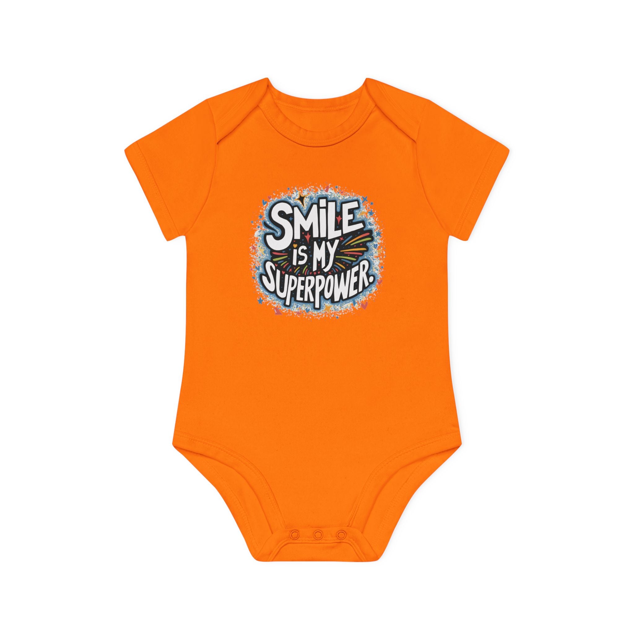 "Smile is my superpower" Baby Organic Short Sleeve Bodysuit
