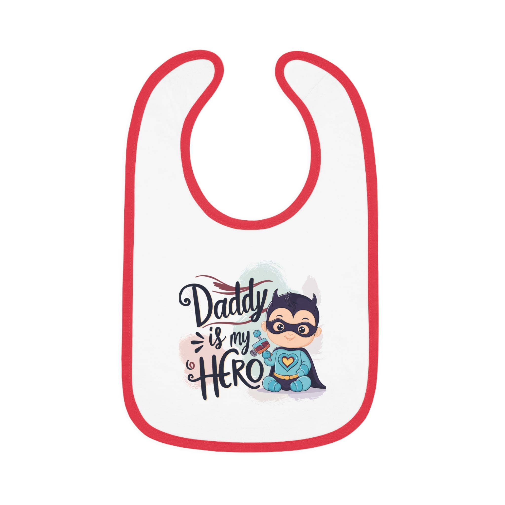 "Daddy is my hero" Baby Contrast Trim Jersey Bib