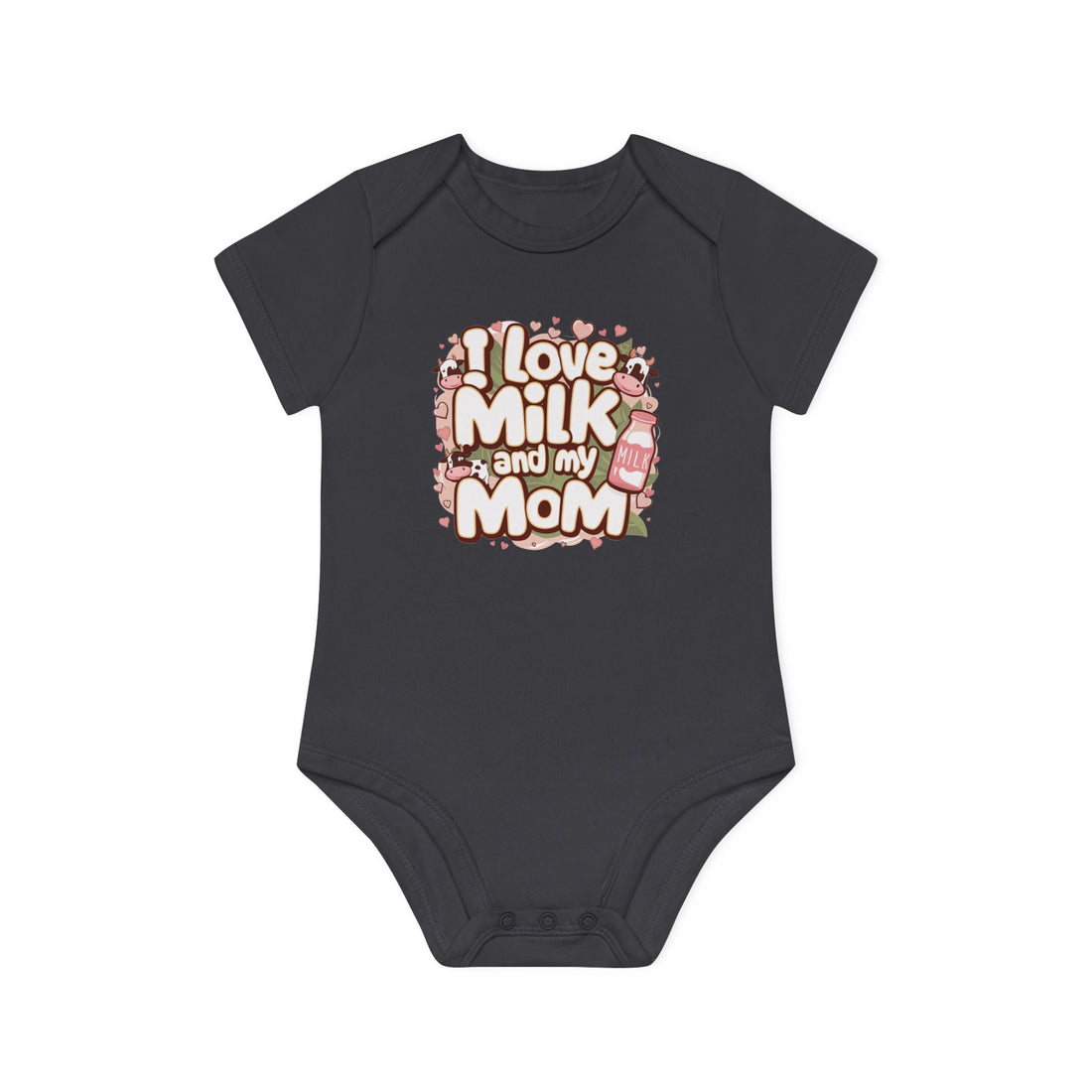 "I love milk and my mom" Baby Organic Short Sleeve Bodysuit