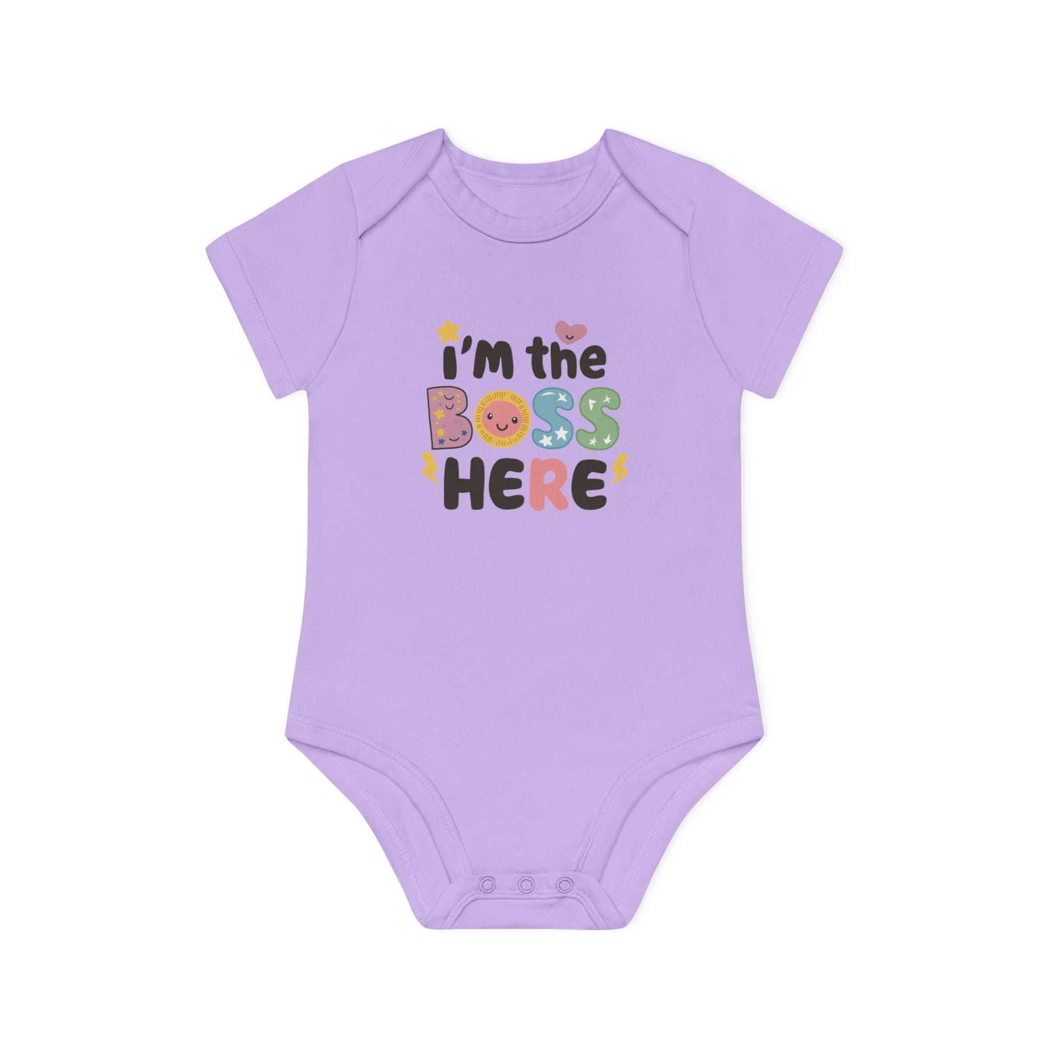 "I'm the boss here" Baby Organic Short Sleeve Bodysuit