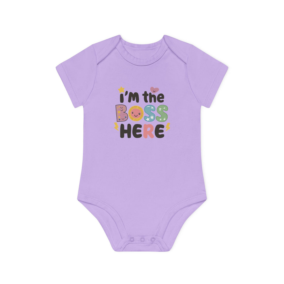 "I'm the boss here" Baby Organic Short Sleeve Bodysuit