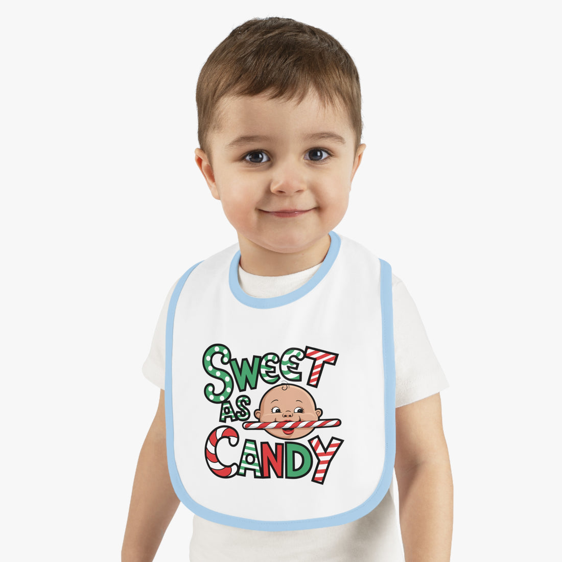 "Sweet as candy" Baby Contrast Trim Jersey Bib