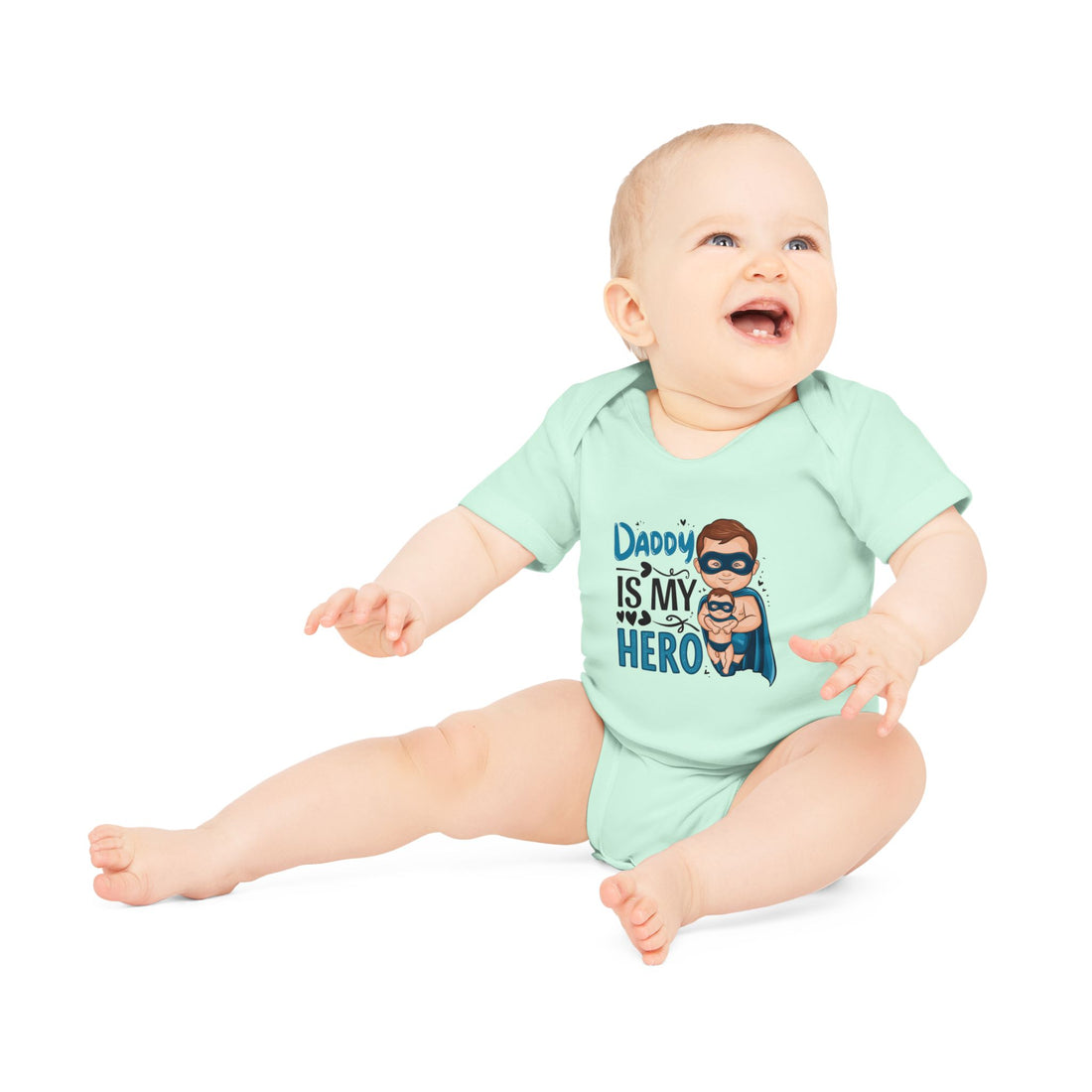 "Daddy is my hero" Baby Organic Short Sleeve Bodysuit