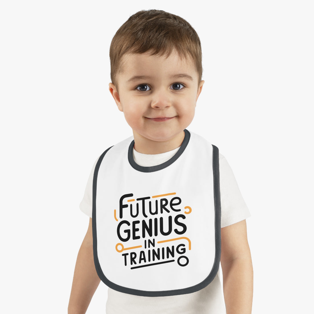 "Future genius in training" Baby Contrast Trim Jersey Bib