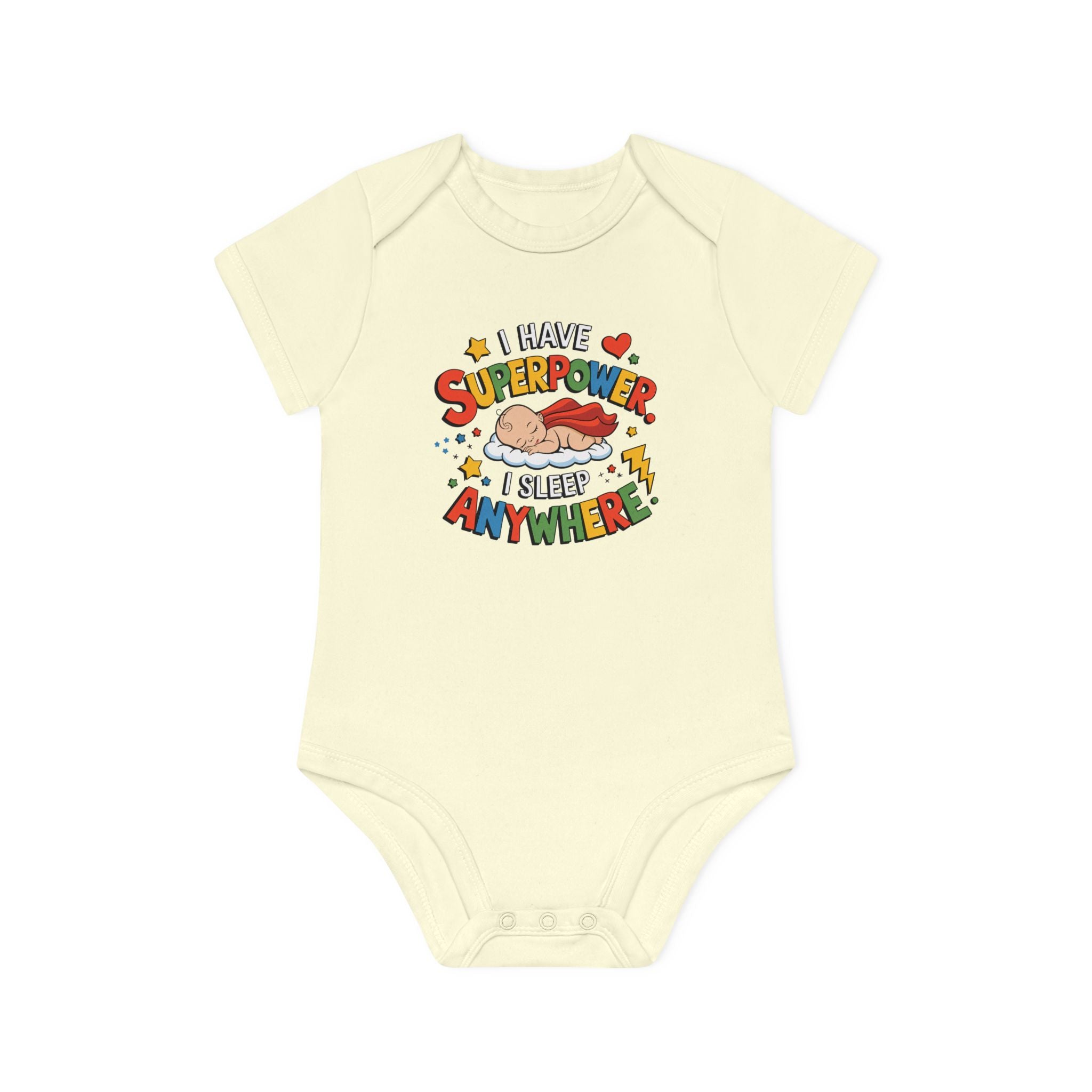 "I have superpower I sleep anywhere" Baby Organic Short Sleeve Bodysuit