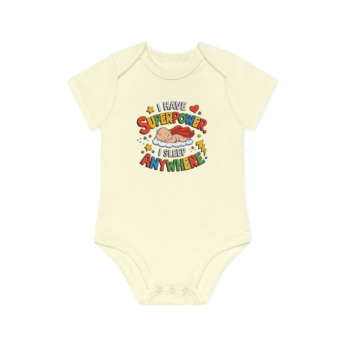 "I have superpower I sleep anywhere" Baby Organic Short Sleeve Bodysuit