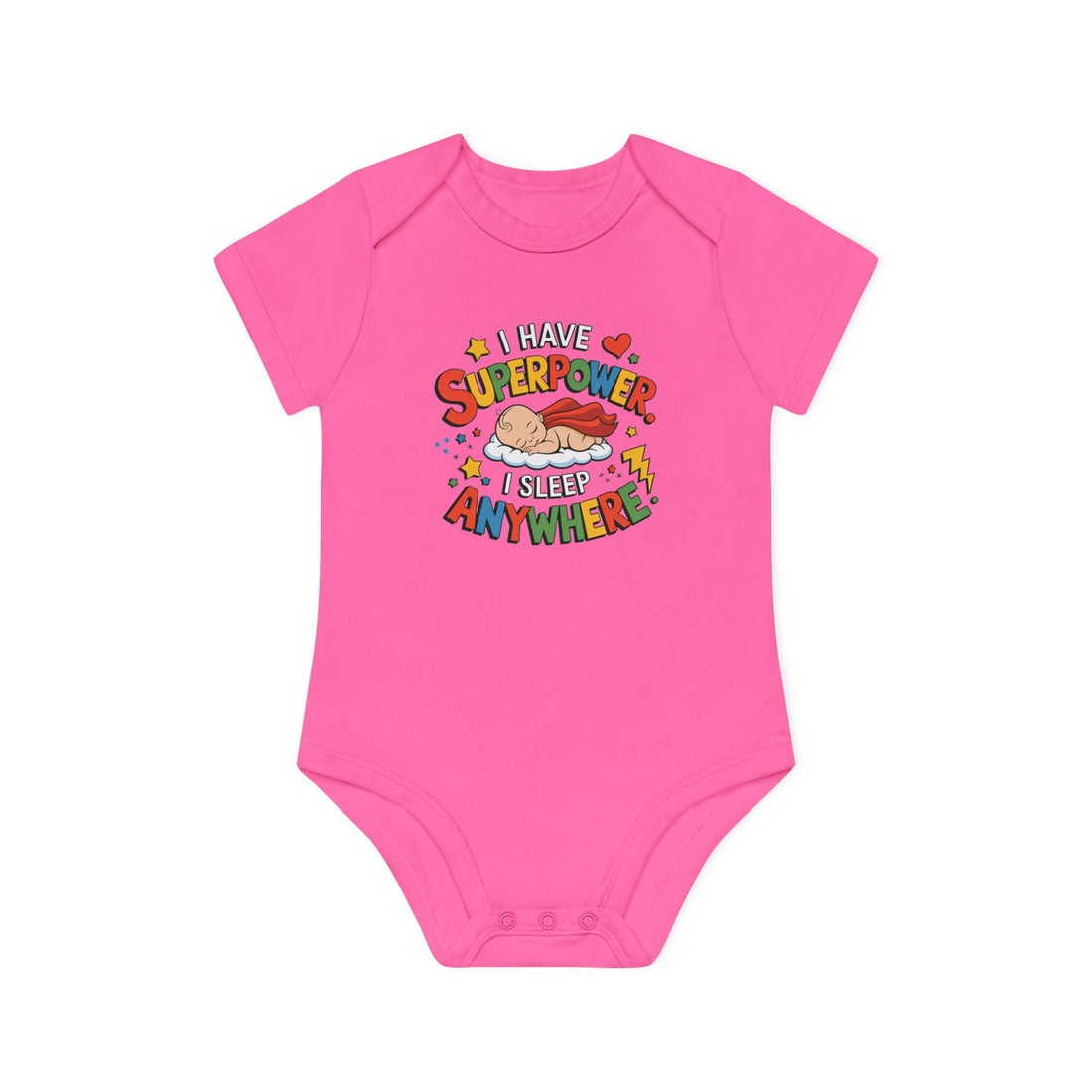 "I have superpower I sleep anywhere" Baby Organic Short Sleeve Bodysuit