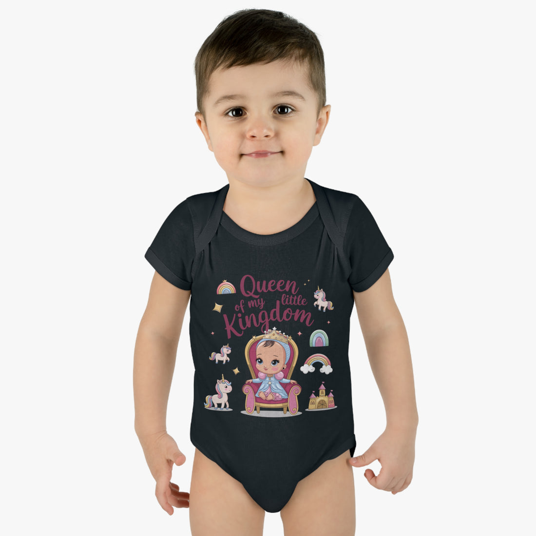 "Queen of my little kingdom" Infant Baby Rib Bodysuit