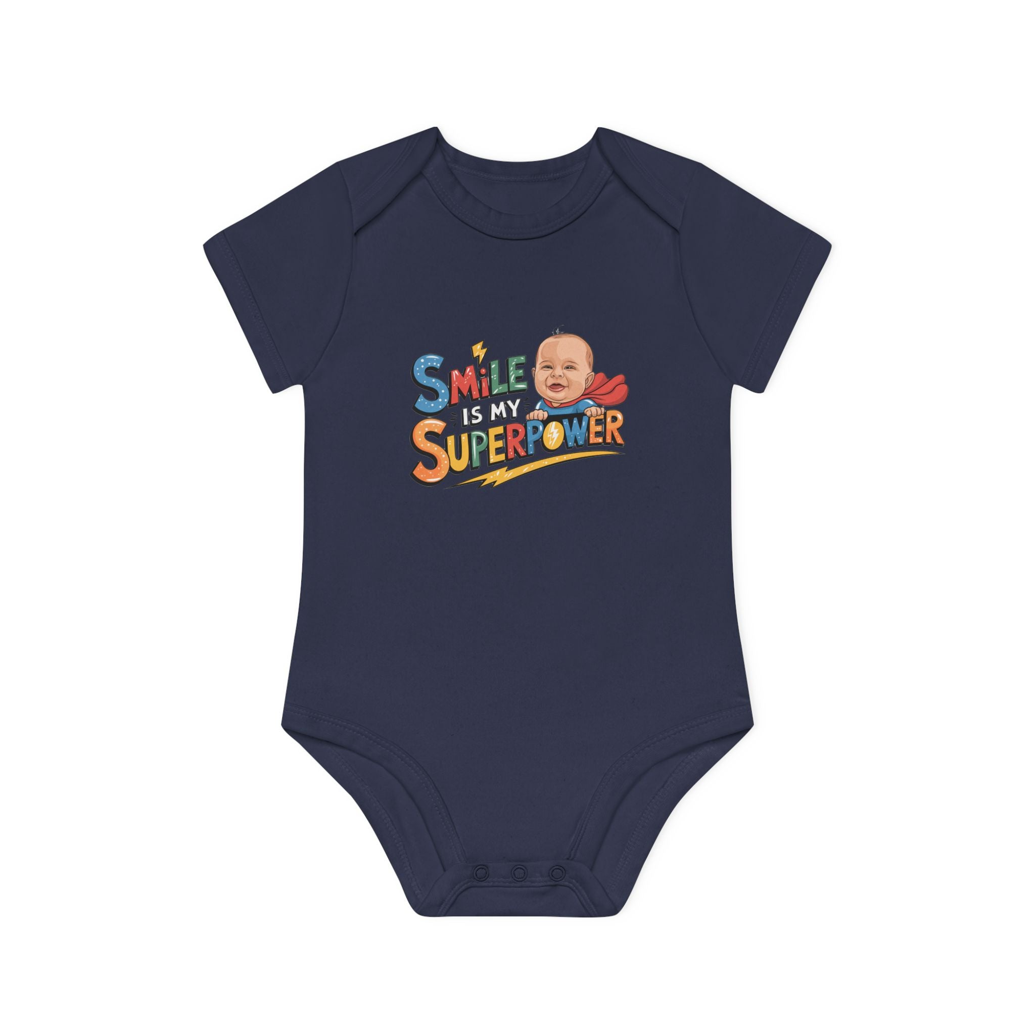 "Smile is my superpower" Baby Organic Short Sleeve Bodysuit
