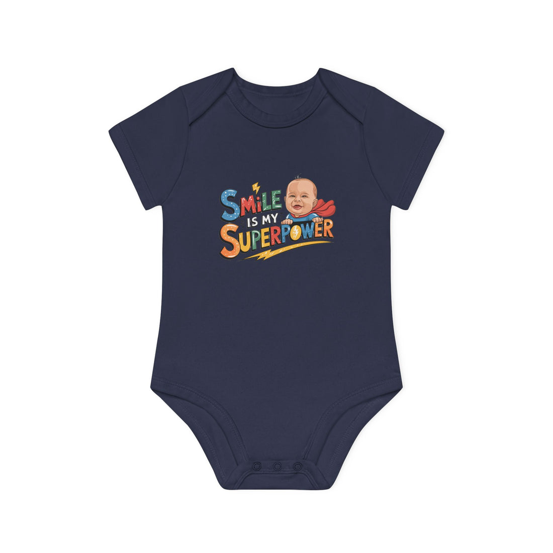 "Smile is my superpower" Baby Organic Short Sleeve Bodysuit