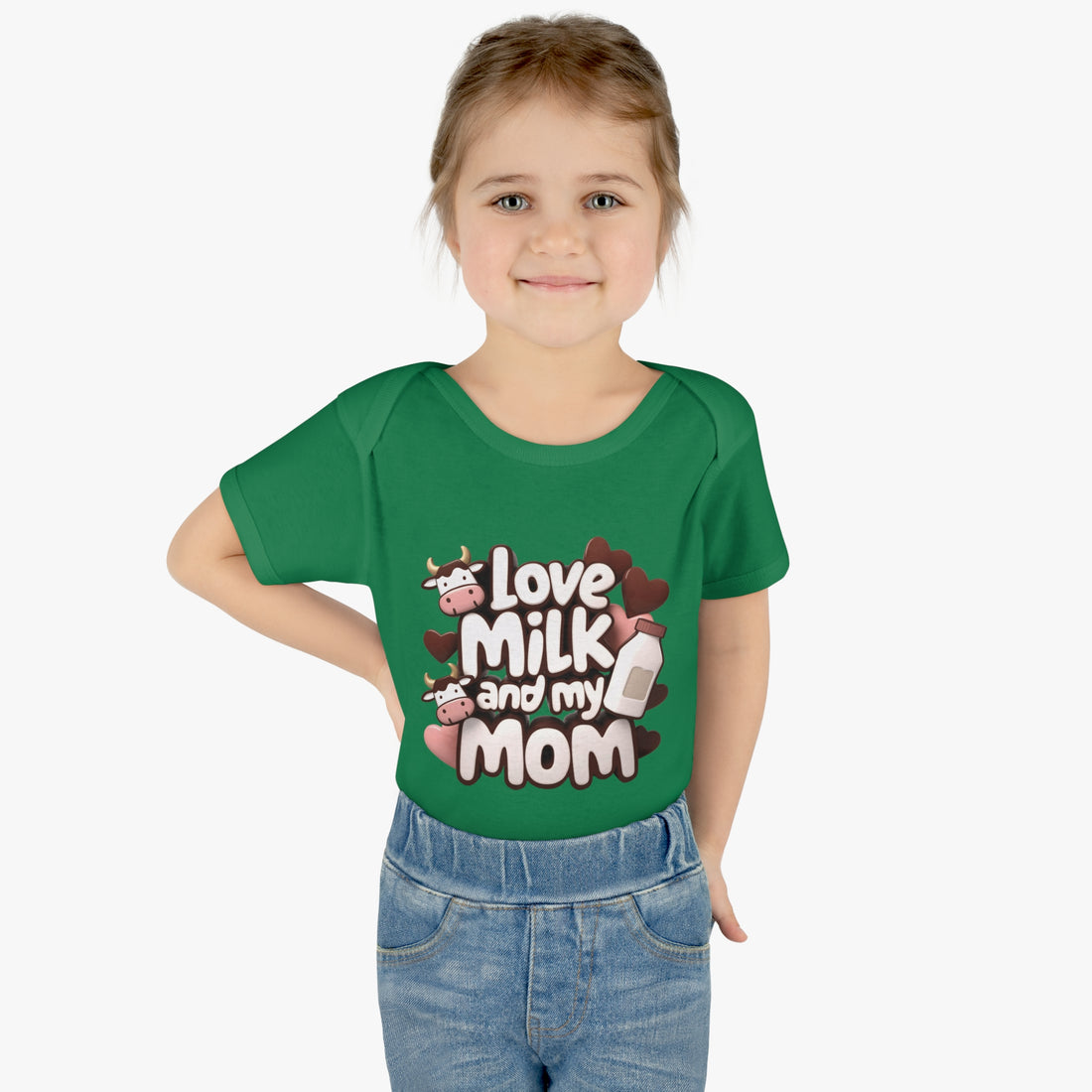 "Love milk and my mom" Infant Baby Rib Bodysuit