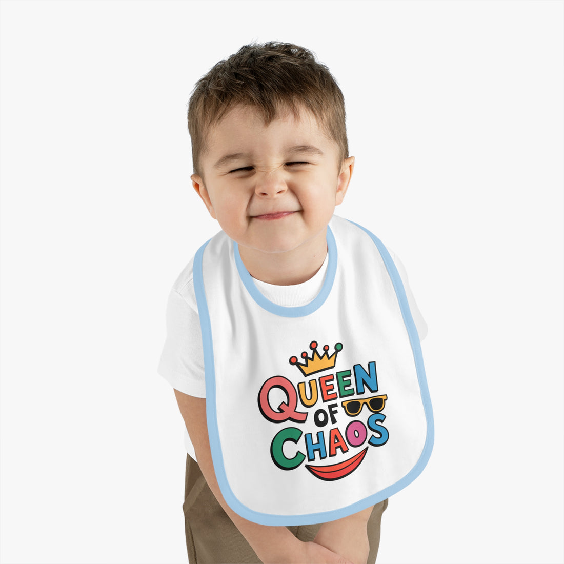 "Queen of chaos" Baby Contrast Trim Jersey Bib