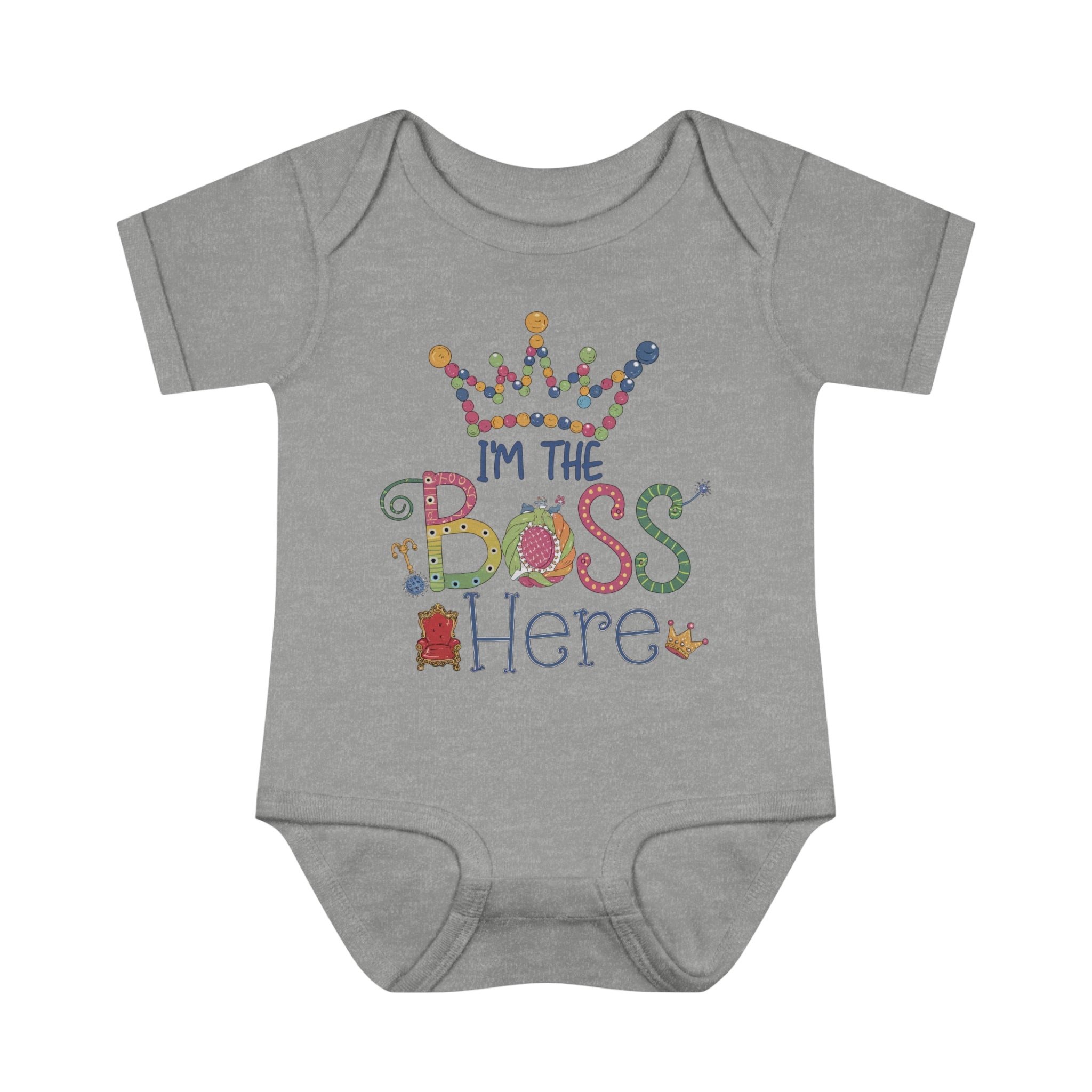 "I'm the boss here" Infant Baby Rib Bodysuit