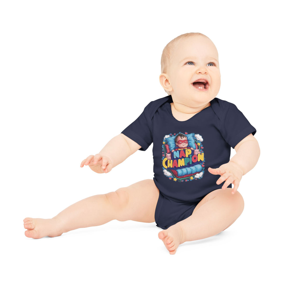 "Nap champion" Baby Organic Short Sleeve Bodysuit