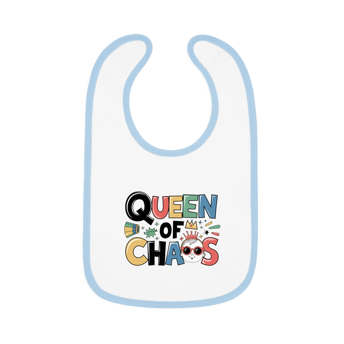 "Queen of chaos" Baby Contrast Trim Jersey Bib