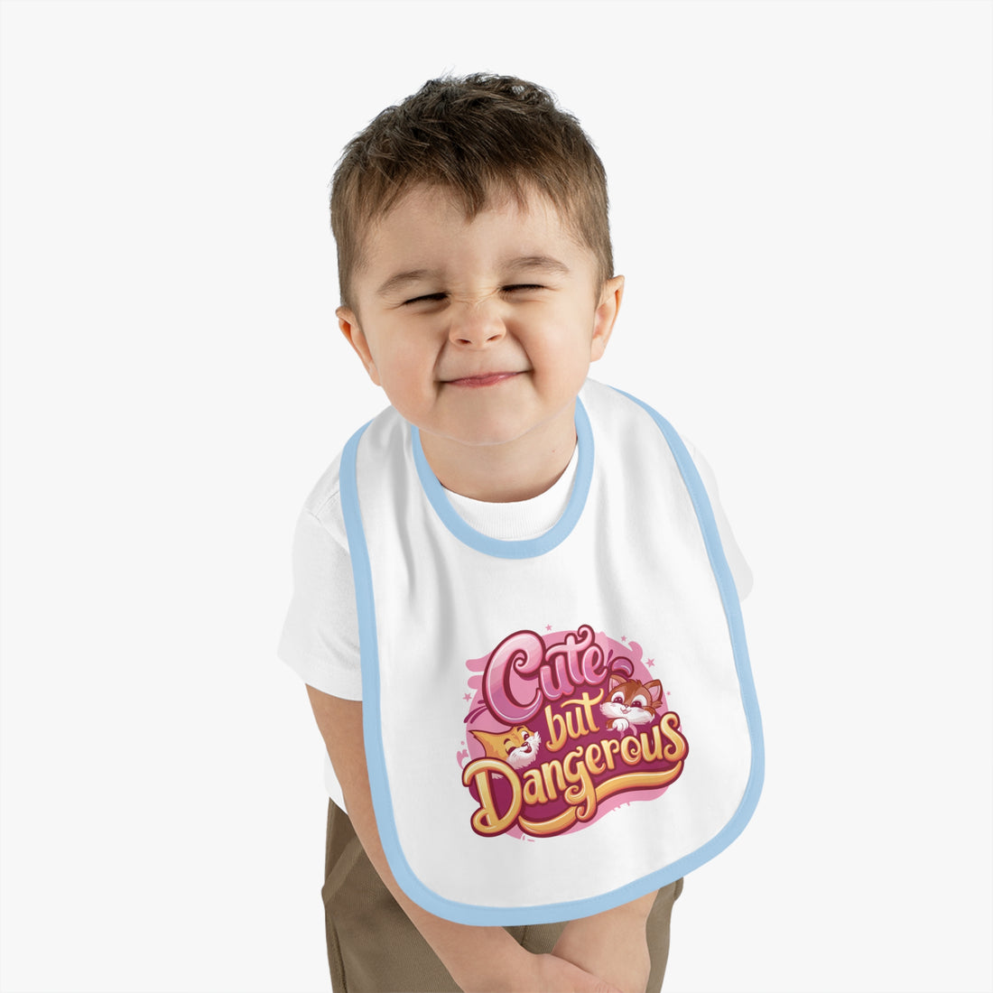 "Cute but dangerous" Baby Contrast Trim Jersey Bib