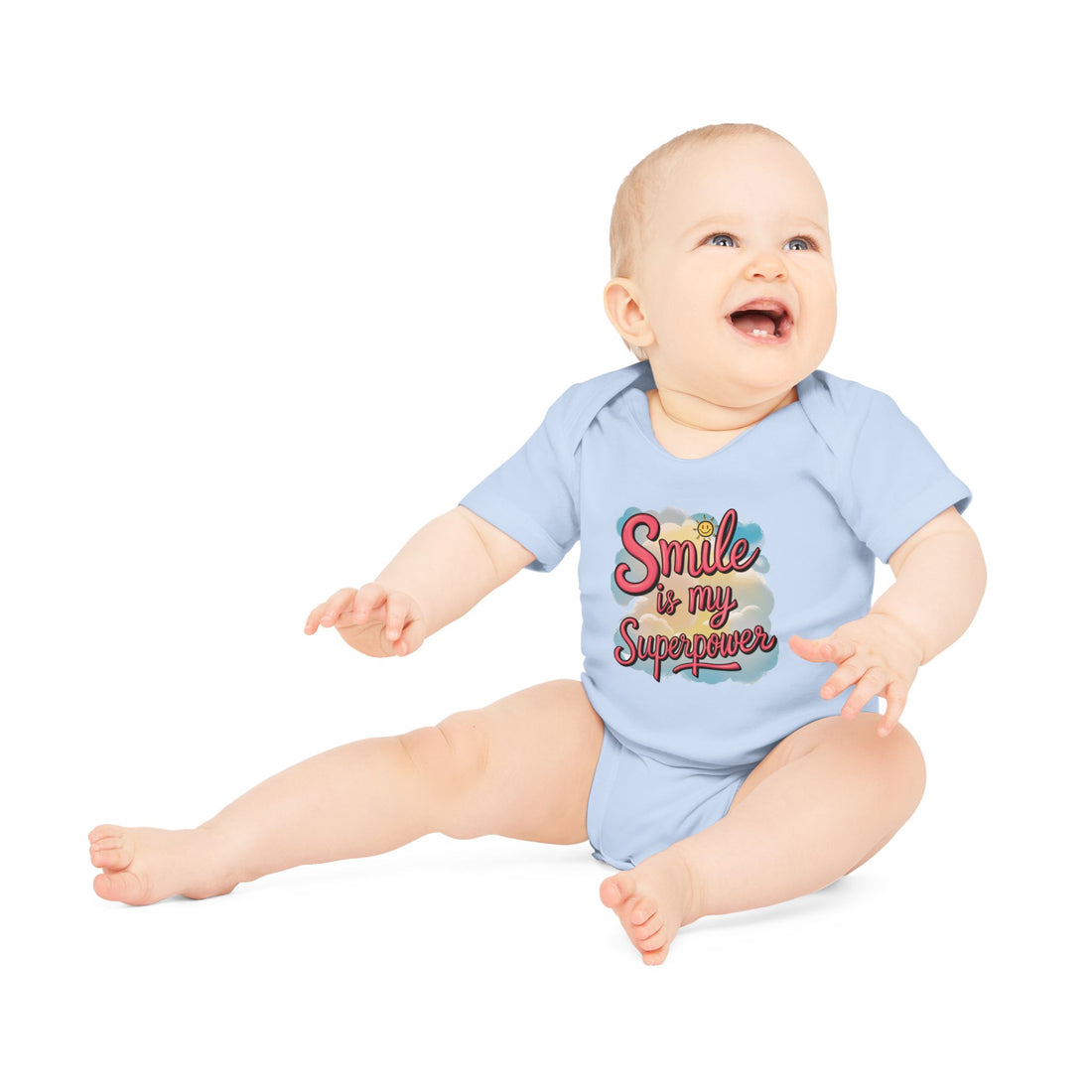 "Smile is my superpower" Baby Organic Short Sleeve Bodysuit