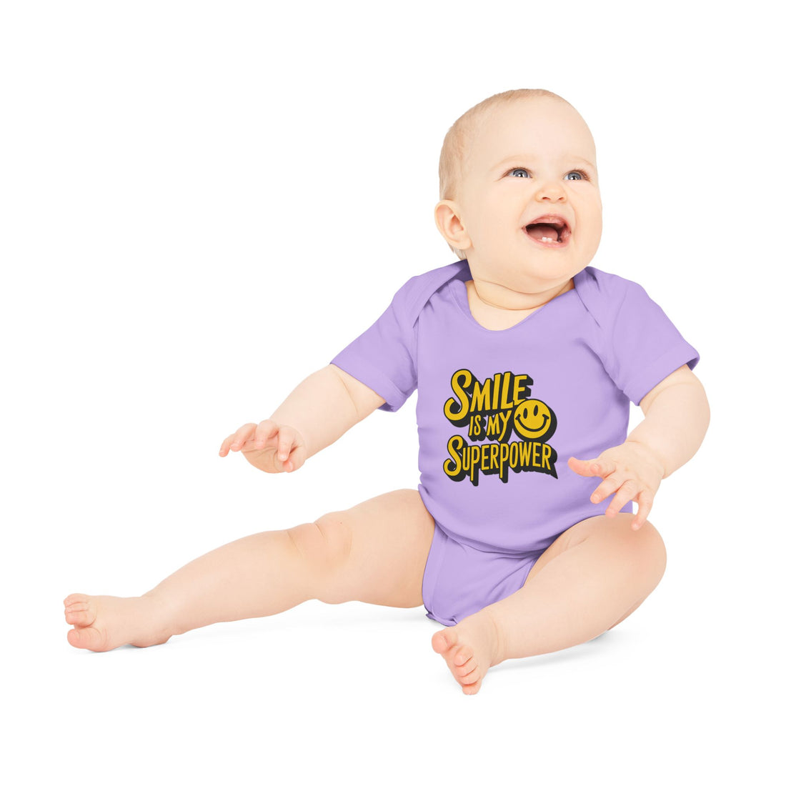 "Smile is my superpower" Baby Organic Short Sleeve Bodysuit