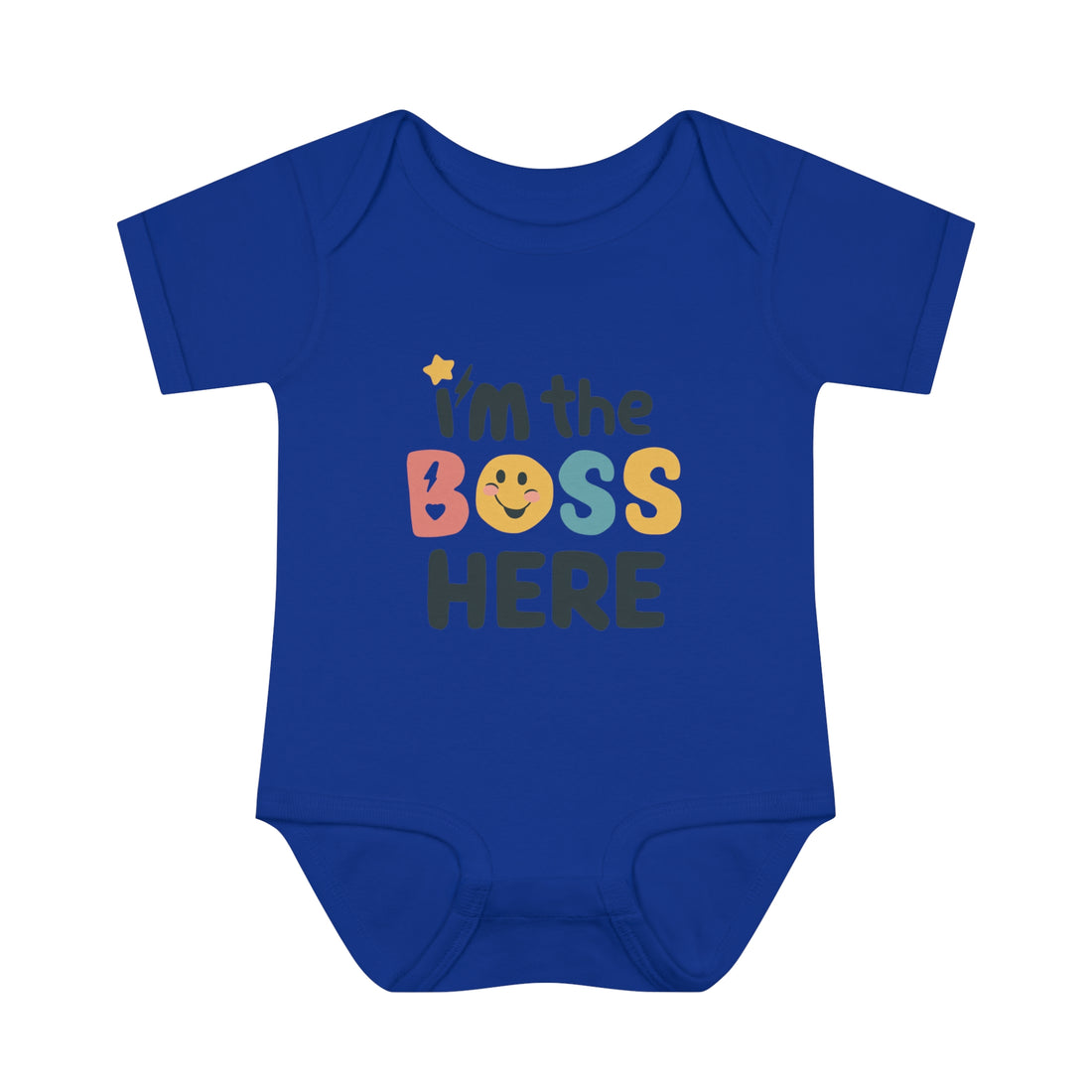 "I'm the boss here" Infant Baby Rib Bodysuit