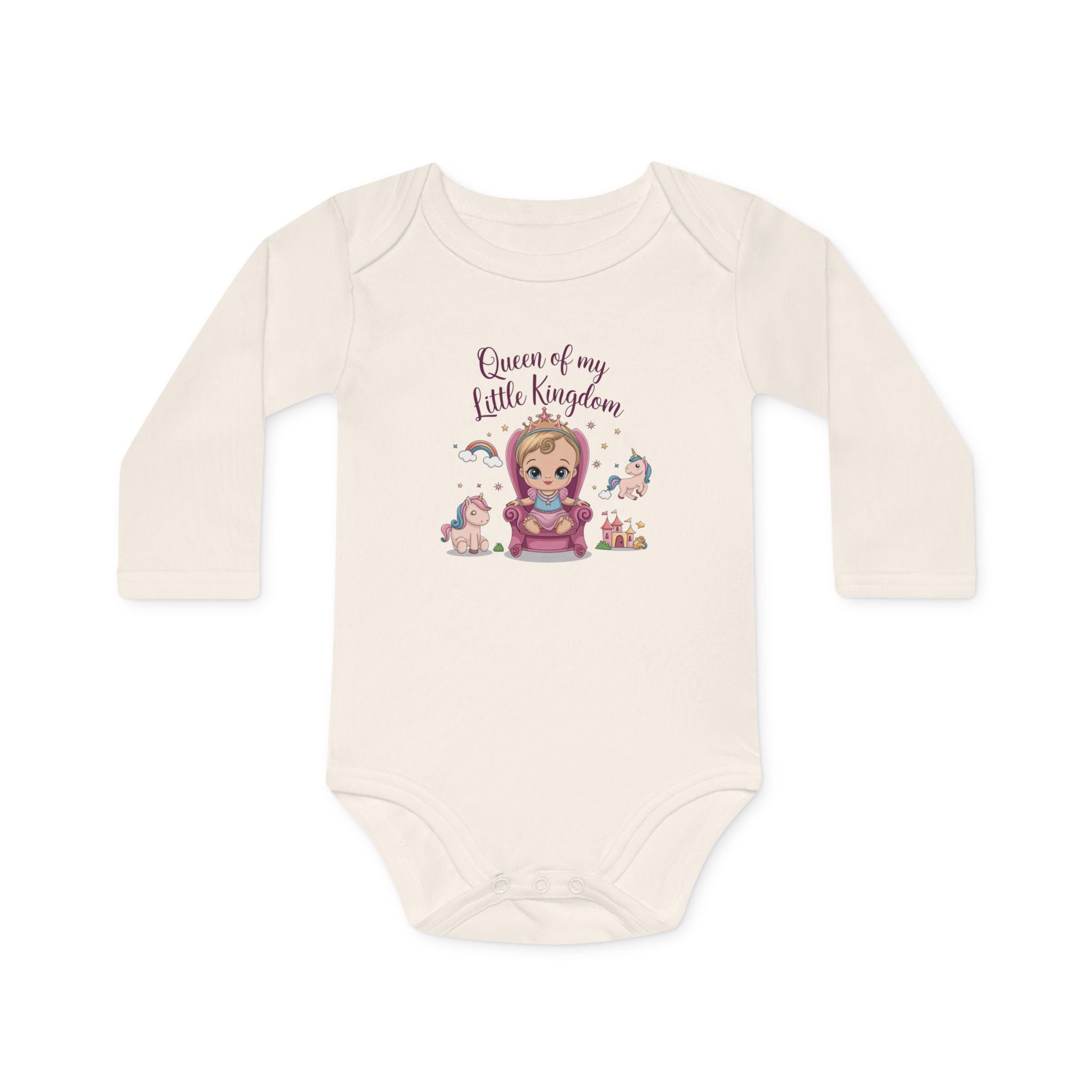 "Queen of my little kingdom" Baby Long-Sleeve Organic Bodysuit