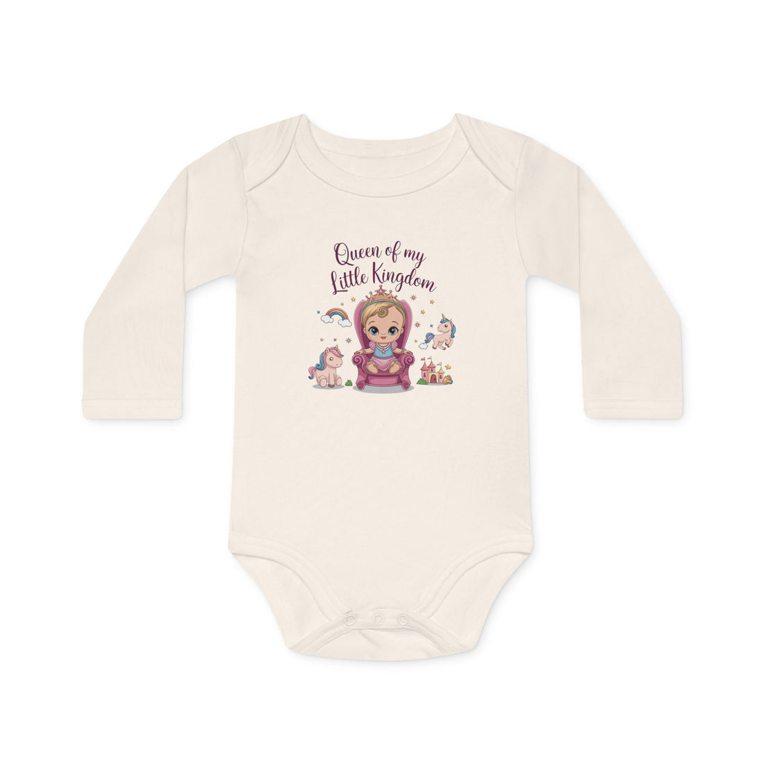 "Queen of my little kingdom" Baby Long-Sleeve Organic Bodysuit