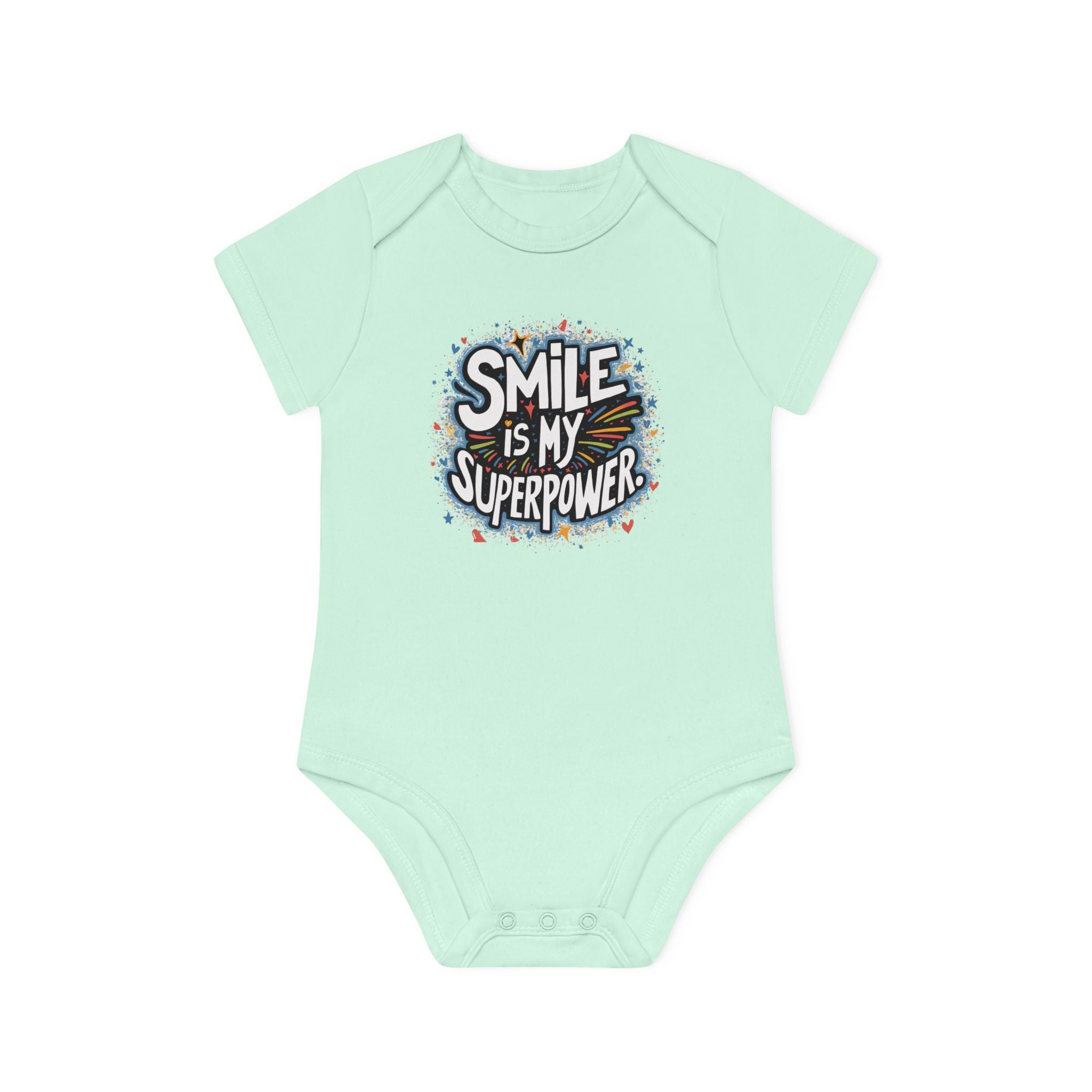 "Smile is my superpower" Baby Organic Short Sleeve Bodysuit
