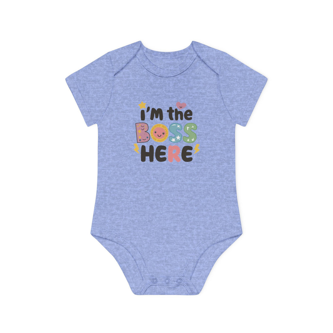 "I'm the boss here" Baby Organic Short Sleeve Bodysuit