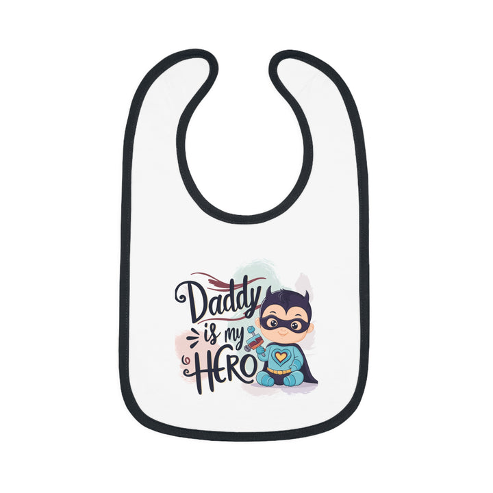 "Daddy is my hero" Baby Contrast Trim Jersey Bib