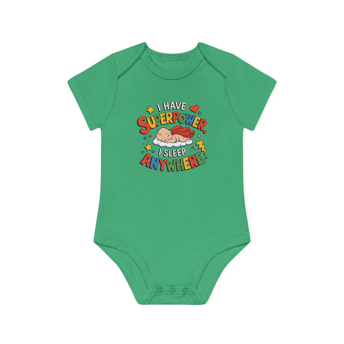 "I have superpower I sleep anywhere" Baby Organic Short Sleeve Bodysuit