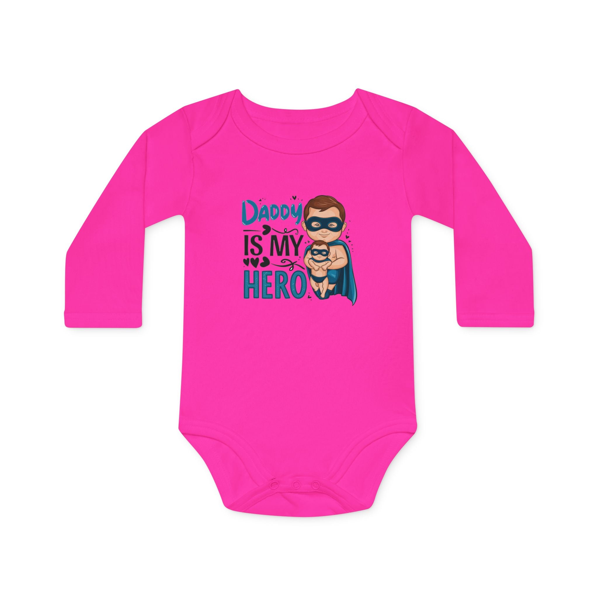 "Daddy is my hero" Baby Long-Sleeve Organic Bodysuit