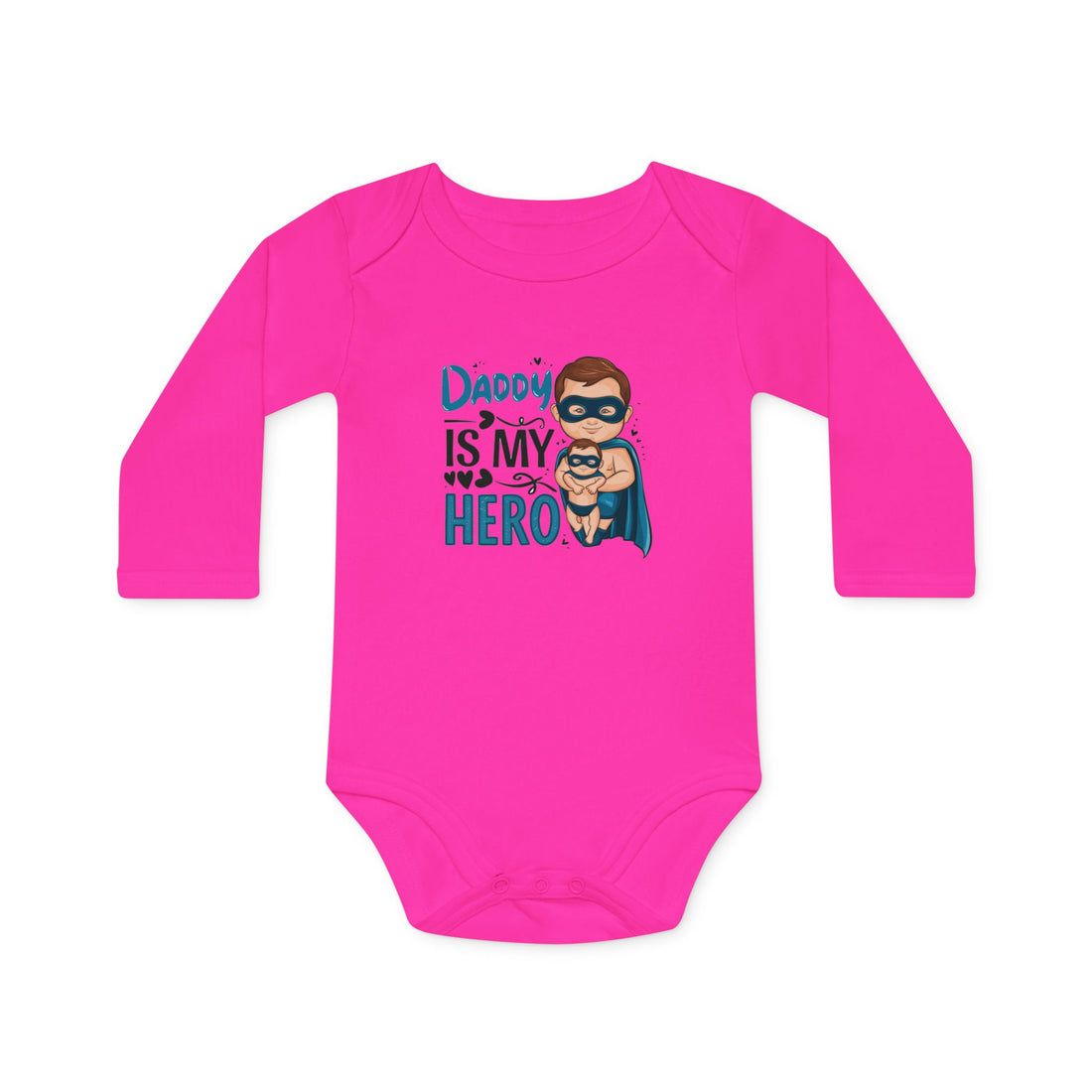 "Daddy is my hero" Baby Long-Sleeve Organic Bodysuit